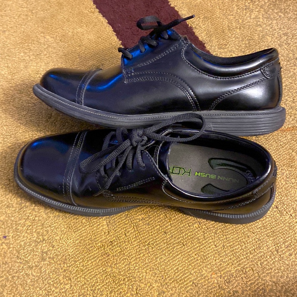 Size 9 in men’s “church shoes”.